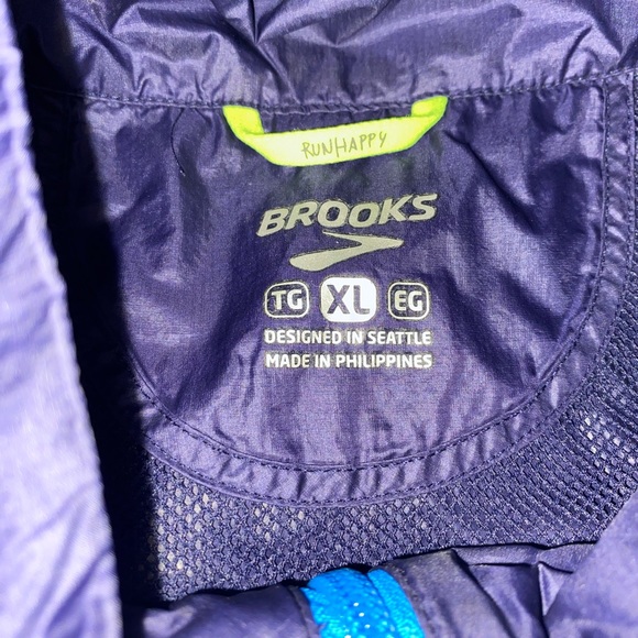 Men's Brooks Blue Lightweight Full Zip-Up Windbreaker Jacket sz Xl - Picture 3 of 4